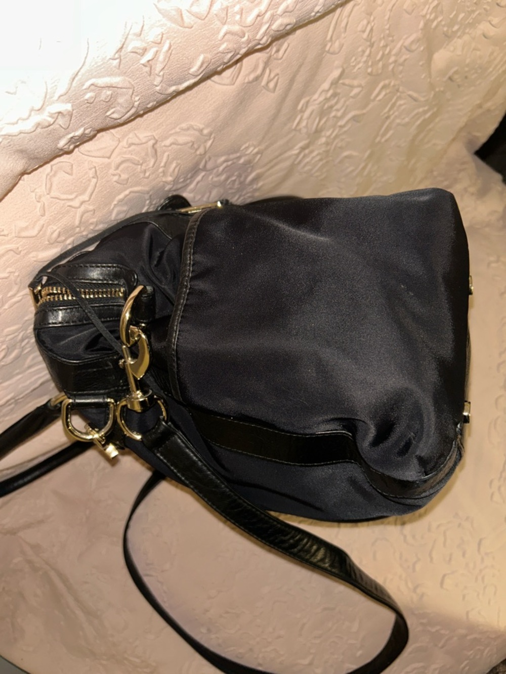 Rebecca Minkoff Black Nylon and Leather Diaper Bag with Gold Hardware - Picture 7 of 10
